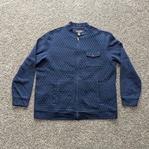 Tasso Elba Quilted Full Zip Sweater Size XL Blue